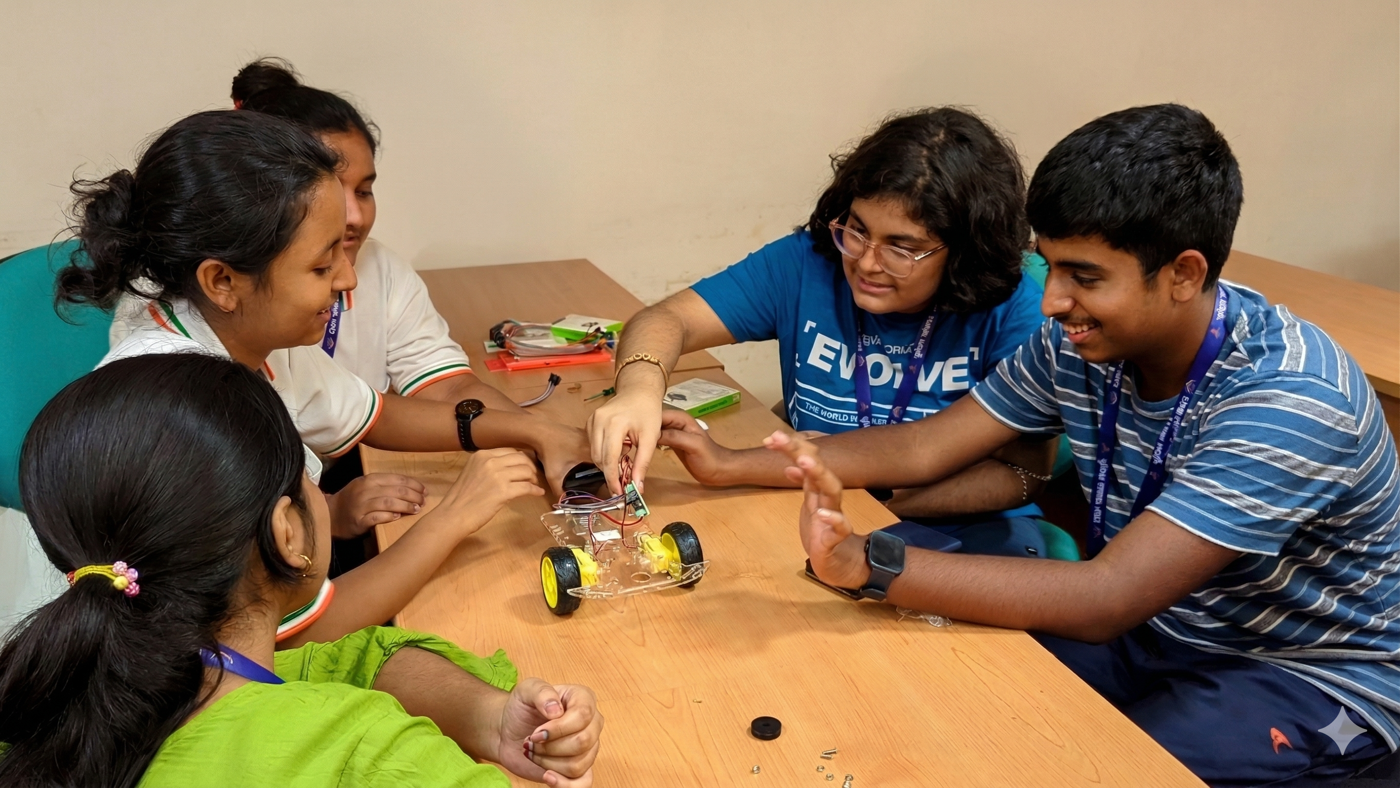 WorldServe students building RoboX kits